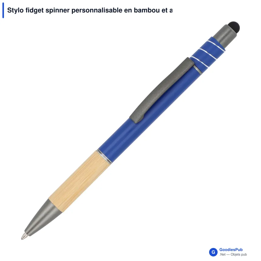 Stylo fidget spinner personnalisable en bambou et aluminium recyclé avec logo - Image 5