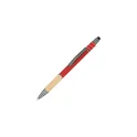 Variante Rouge - Stylo fidget spinner personnalisable en bambou et aluminium recyclé avec logo