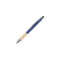 Variante Bleu foncé - Stylo fidget spinner personnalisable en bambou et aluminium recyclé avec logo