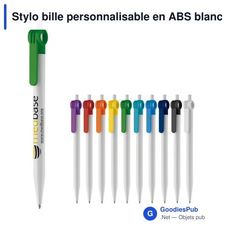 Stylo bille personnalisable en ABS blanc opaque avec logo - Futurepoint
