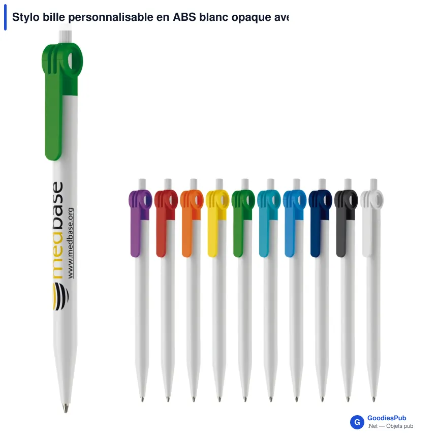 Stylo bille personnalisable en ABS blanc opaque avec logo - Futurepoint - Image 1