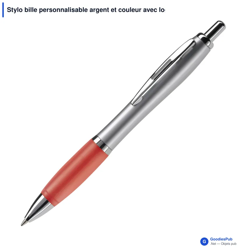 Stylo bille personnalisable argent et couleur avec logo - Hawaï - Image 2