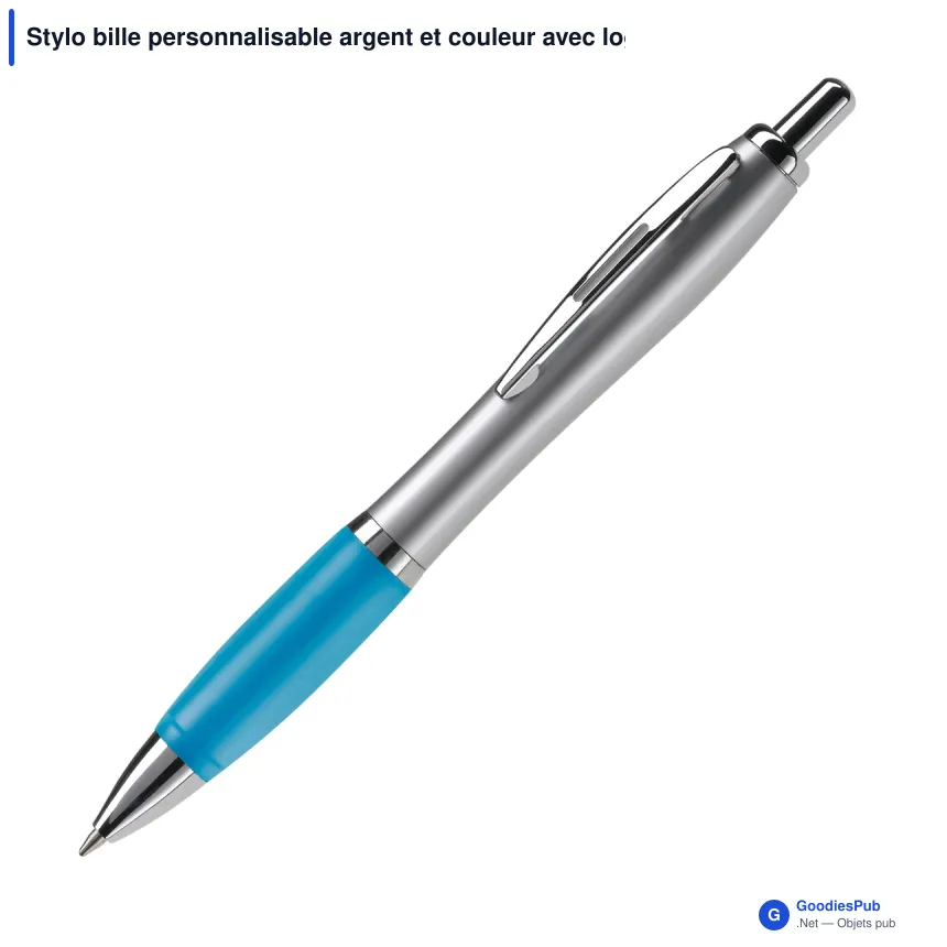 Stylo bille personnalisable argent et couleur avec logo - Hawaï - Image 3