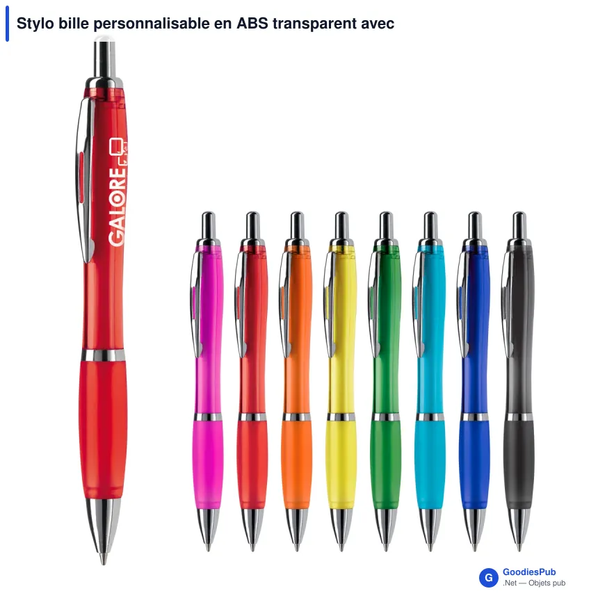 Stylo bille personnalisable en ABS transparent avec logo - Hawaï - Image 1