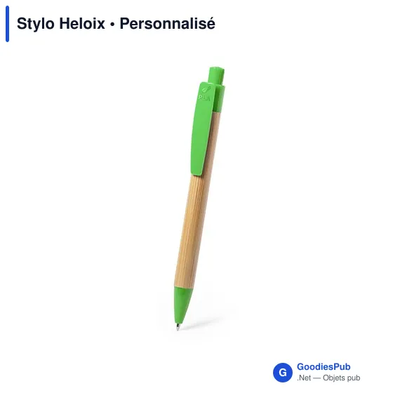 Stylo bille personnalisable Heloix avec logo en bambou - Image 3