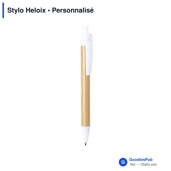 Stylo bille personnalisable Heloix avec logo en bambou - Image 6