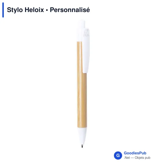 Stylo bille personnalisable Heloix avec logo en bambou - Image 7