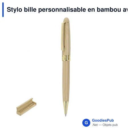 Stylo bille personnalisable en bambou avec logo - Stylo Holan