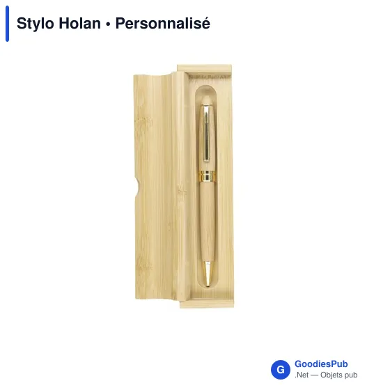 Stylo bille personnalisable en bambou avec logo - Stylo Holan - Image 2