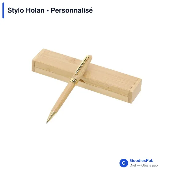 Stylo bille personnalisable en bambou avec logo - Stylo Holan - Image 3