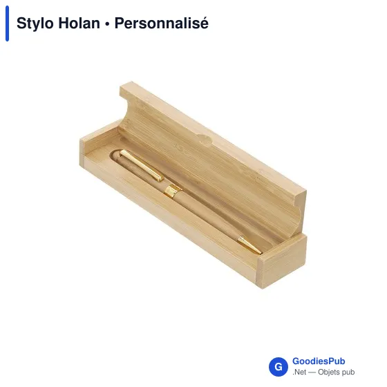 Stylo bille personnalisable en bambou avec logo - Stylo Holan - Image 4