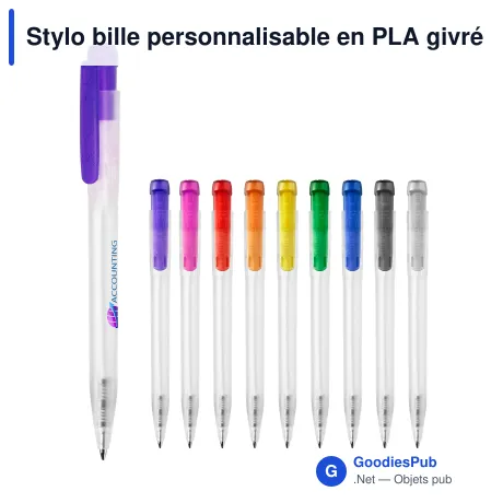 Stylo bille personnalisable en PLA givré avec logo - Stilolinea Ingeo Pen Clear