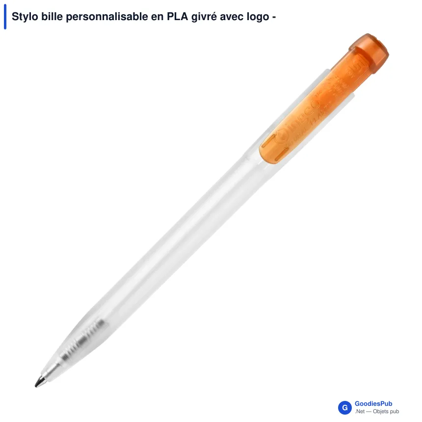 Stylo bille personnalisable en PLA givré avec logo - Stilolinea Ingeo Pen Clear - Image 2