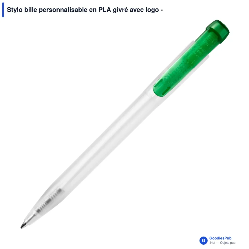 Stylo bille personnalisable en PLA givré avec logo - Stilolinea Ingeo Pen Clear - Image 3
