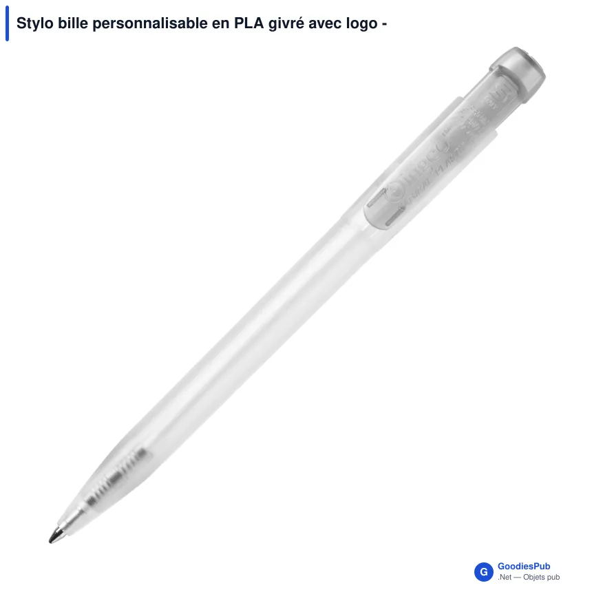 Stylo bille personnalisable en PLA givré avec logo - Stilolinea Ingeo Pen Clear - Image 4