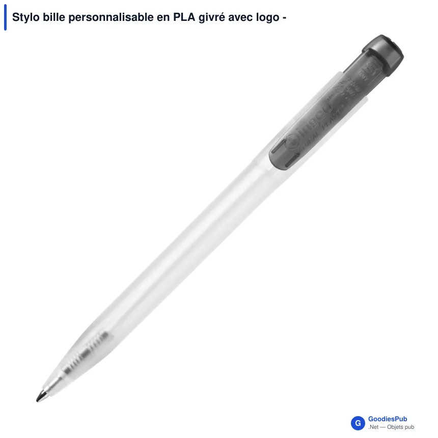 Stylo bille personnalisable en PLA givré avec logo - Stilolinea Ingeo Pen Clear - Image 5