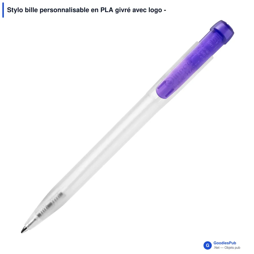 Stylo bille personnalisable en PLA givré avec logo - Stilolinea Ingeo Pen Clear - Image 10