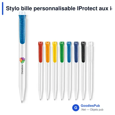 Stylo bille personnalisable IProtect aux ions de zinc avec logo - Stilolinea