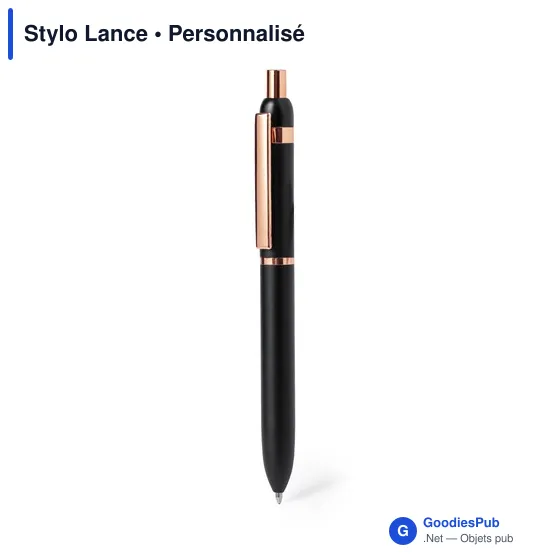 Stylo bille personnalisable en aluminium noir avec logo - Image 1