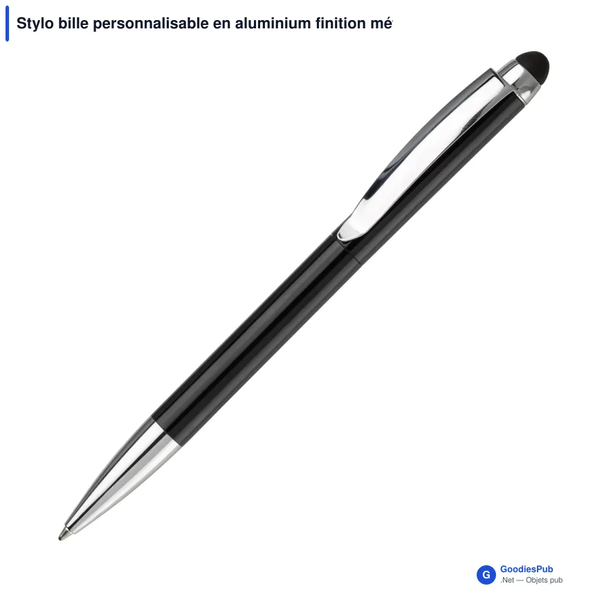 Stylo bille personnalisable en aluminium finition métal avec logo - Modena - Image 2