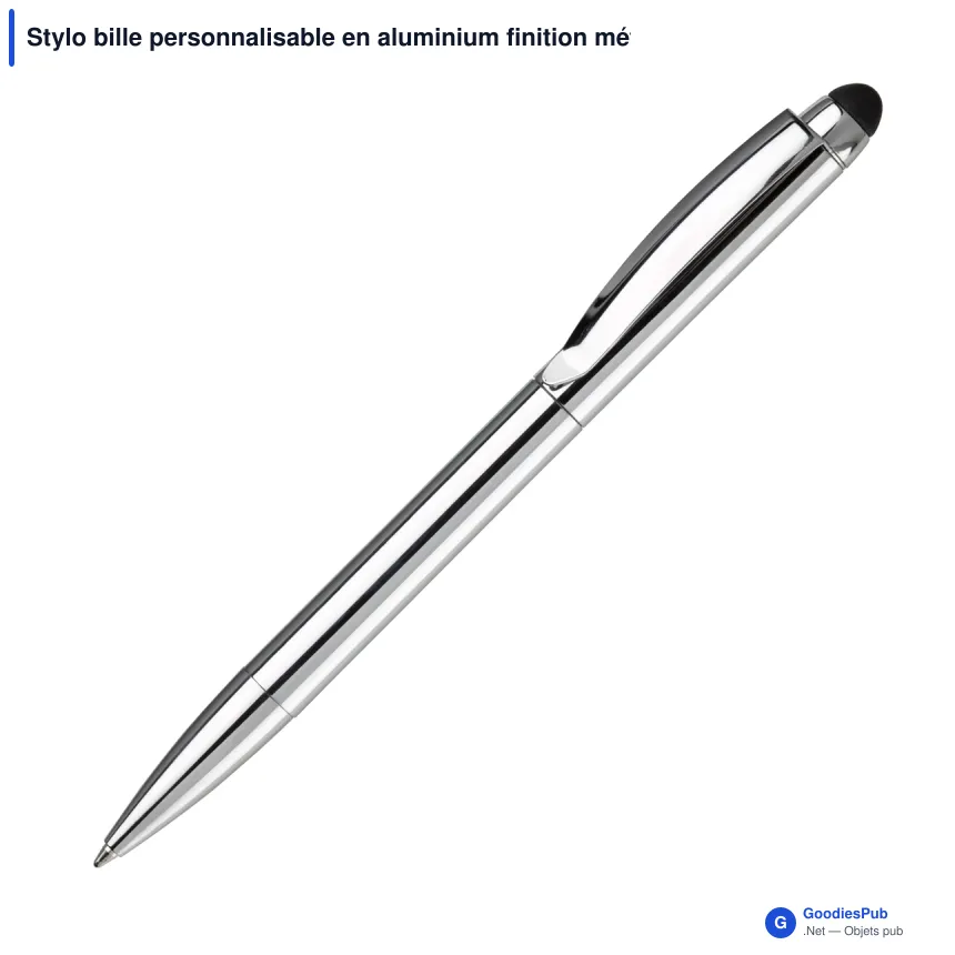 Stylo bille personnalisable en aluminium finition métal avec logo - Modena - Image 3