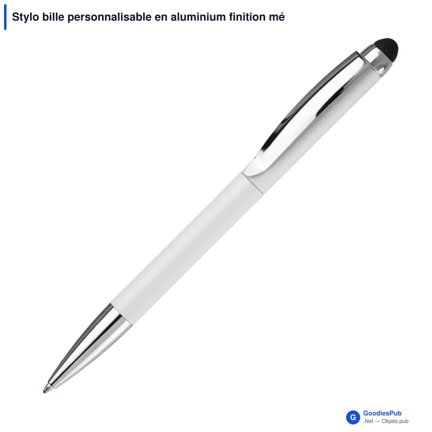 Stylo bille personnalisable en aluminium finition métal avec logo - Modena - Image 4