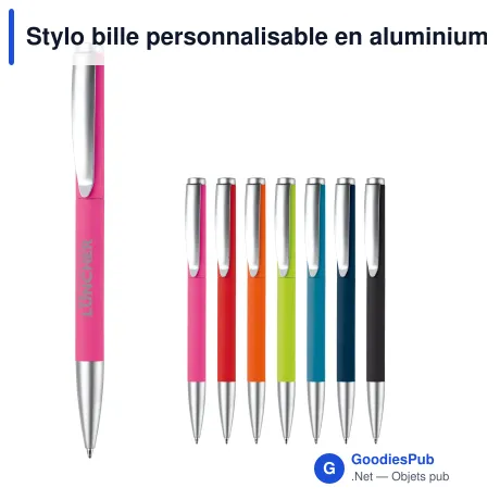 Stylo bille personnalisable en aluminium toucher doux avec logo - Modena