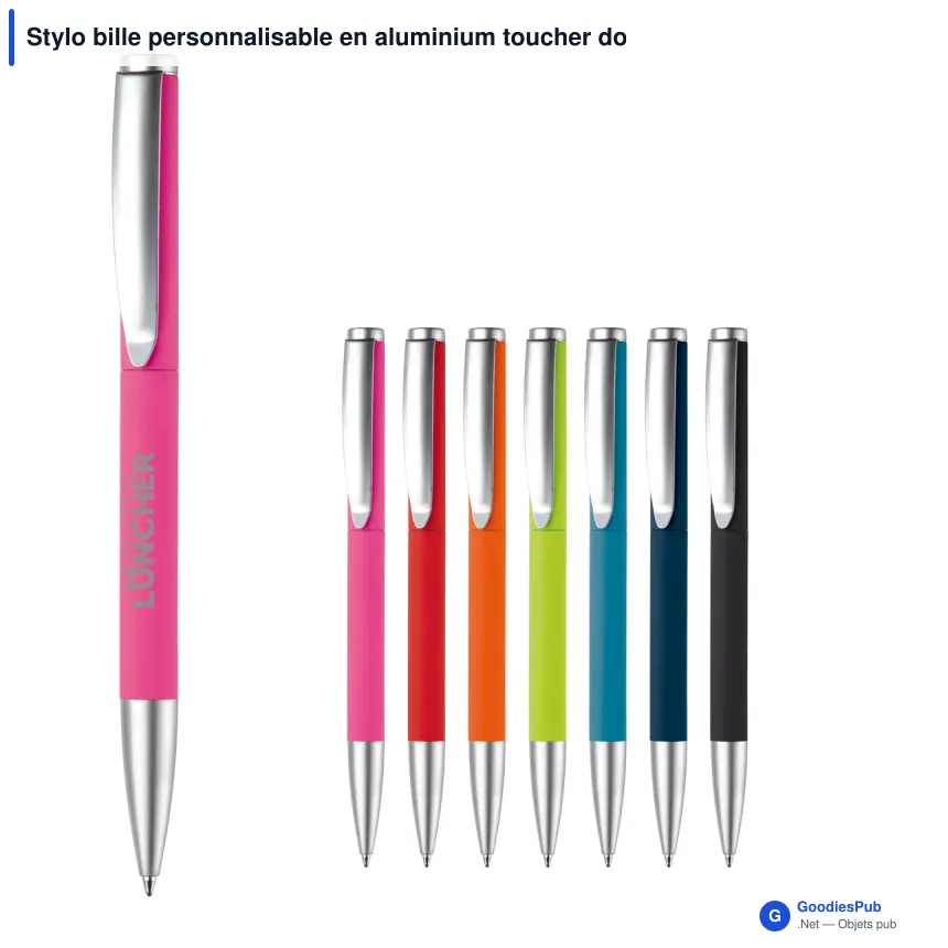 Stylo bille personnalisable en aluminium toucher doux avec logo - Modena - Image 1
