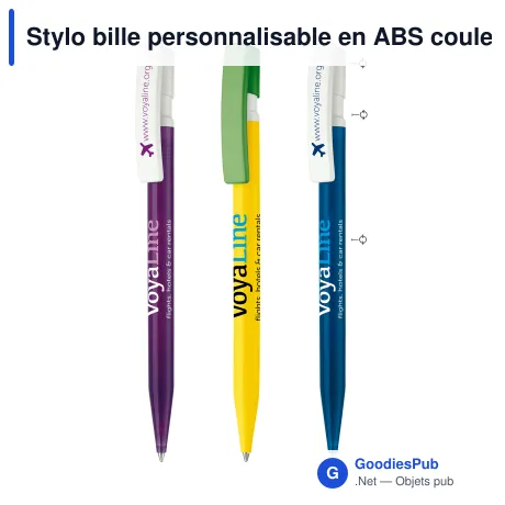 Stylo bille personnalisable en ABS couleurs combinées - Nash Combi