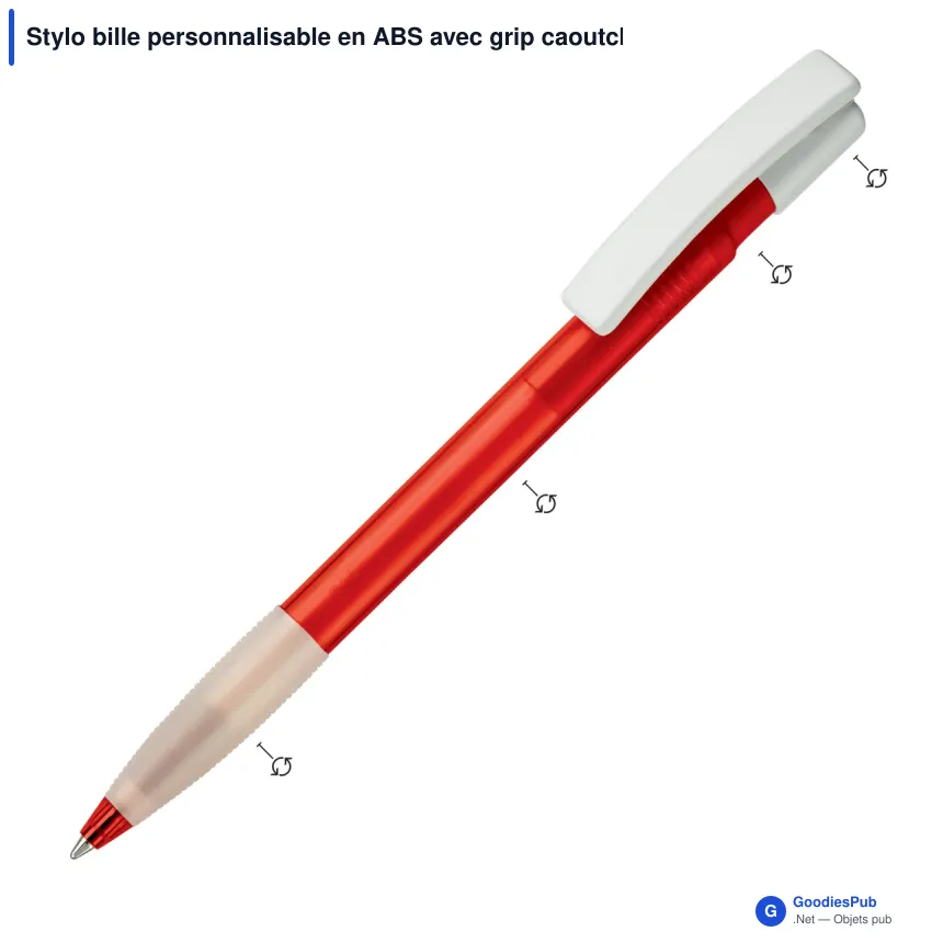 Stylo bille personnalisable en ABS avec grip caoutchouc - Nash Combi - Image 2