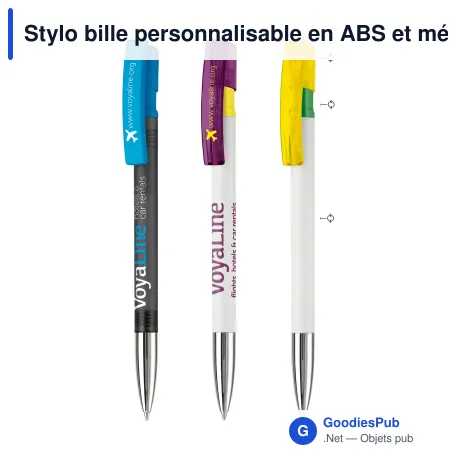 Stylo bille personnalisable en ABS et métal avec logo - Nash Combi