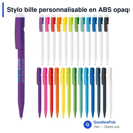 Stylo bille personnalisable en ABS opaque coloré avec logo - Nash