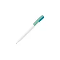 Variante Blanc / Turquoise - Stylo bille personnalisable en ABS opaque coloré avec logo - Nash