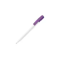 Variante Blanc / Violet - Stylo bille personnalisable en ABS opaque coloré avec logo - Nash