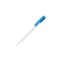 Variante Blanc / Bleu clair - Stylo bille personnalisable en ABS opaque coloré avec logo - Nash