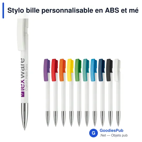 Stylo bille personnalisable en ABS et métal blanc opaque - Nash