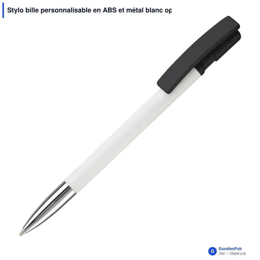 Stylo bille personnalisable en ABS et métal blanc opaque - Nash - Image 2