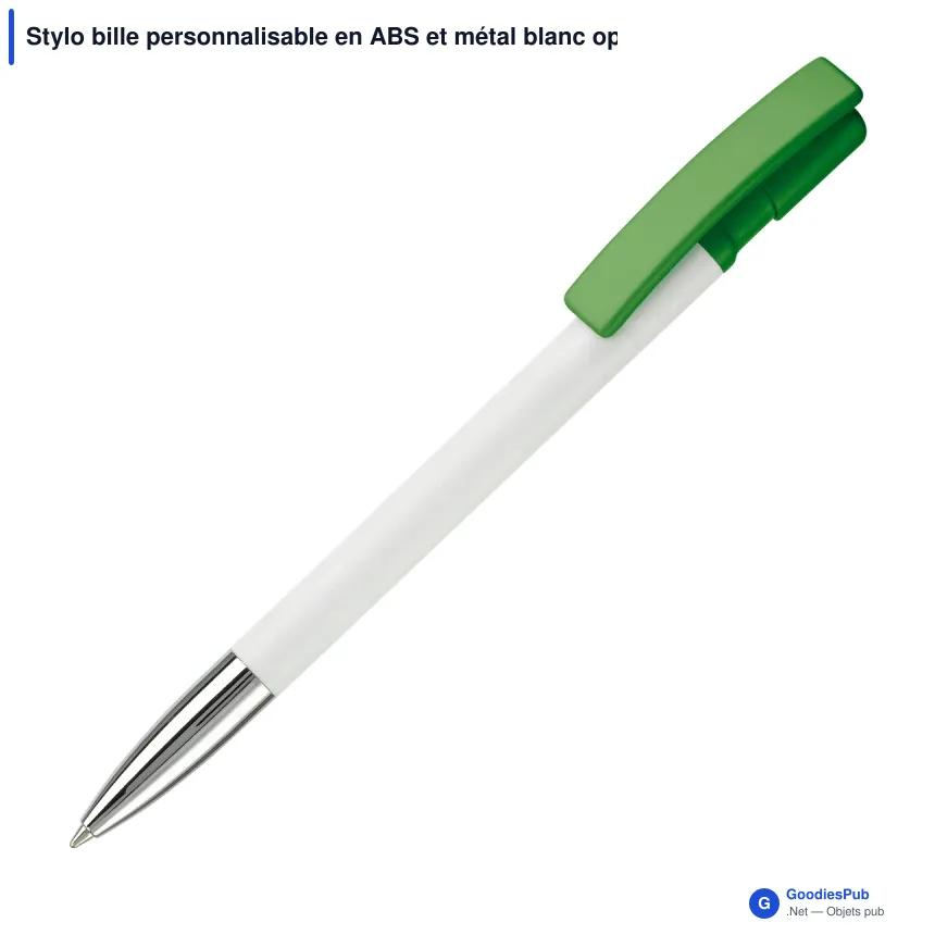 Stylo bille personnalisable en ABS et métal blanc opaque - Nash - Image 11