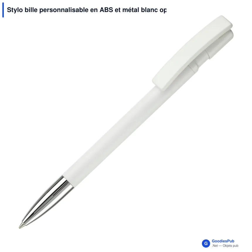 Stylo bille personnalisable en ABS et métal blanc opaque - Nash - Image 4