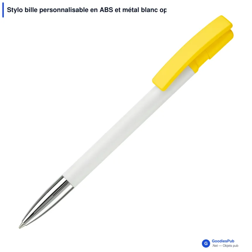 Stylo bille personnalisable en ABS et métal blanc opaque - Nash - Image 5