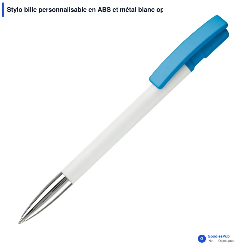 Stylo bille personnalisable en ABS et métal blanc opaque - Nash - Image 6