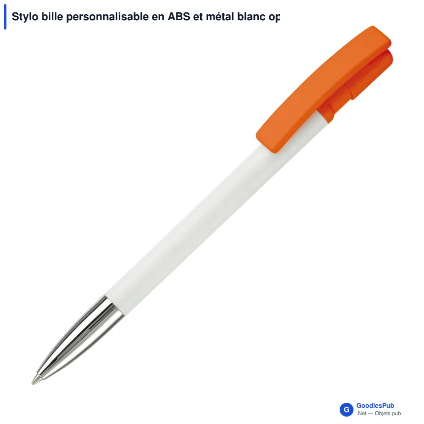 Stylo bille personnalisable en ABS et métal blanc opaque - Nash - Image 8