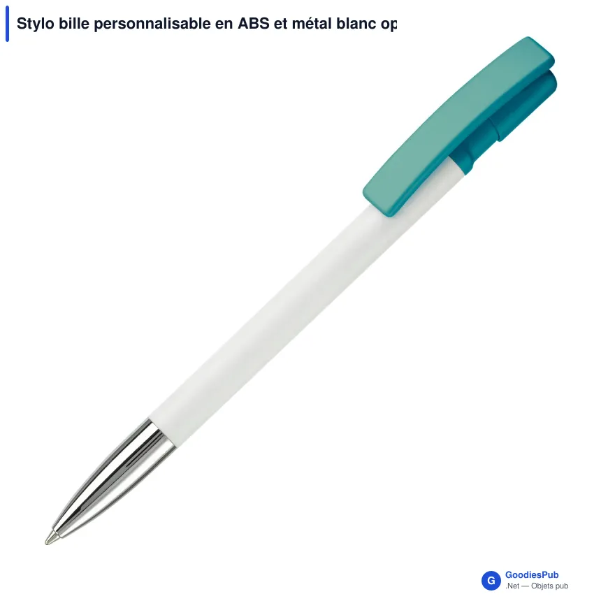 Stylo bille personnalisable en ABS et métal blanc opaque - Nash - Image 9