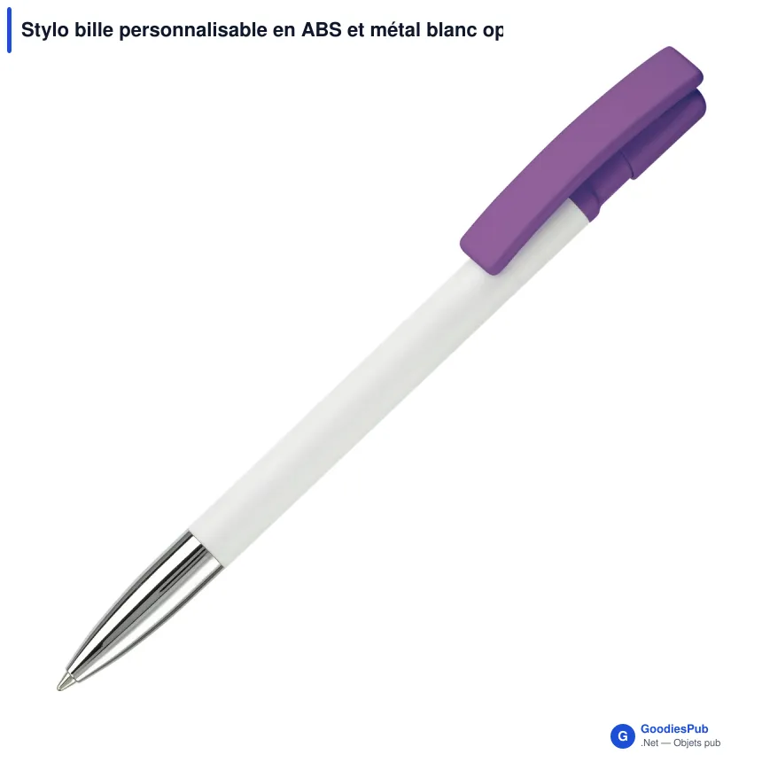 Stylo bille personnalisable en ABS et métal blanc opaque - Nash - Image 10