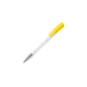 Variante Blanc / jaune - Stylo bille personnalisable en ABS et métal blanc opaque - Nash