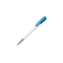 Variante Blanc / Bleu clair - Stylo bille personnalisable en ABS et métal blanc opaque - Nash