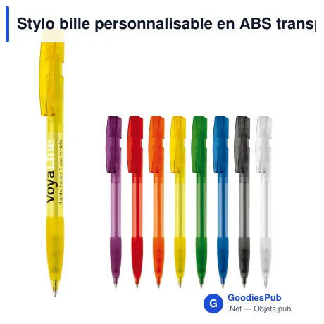 Stylo bille personnalisable en ABS transparent avec logo - Nash