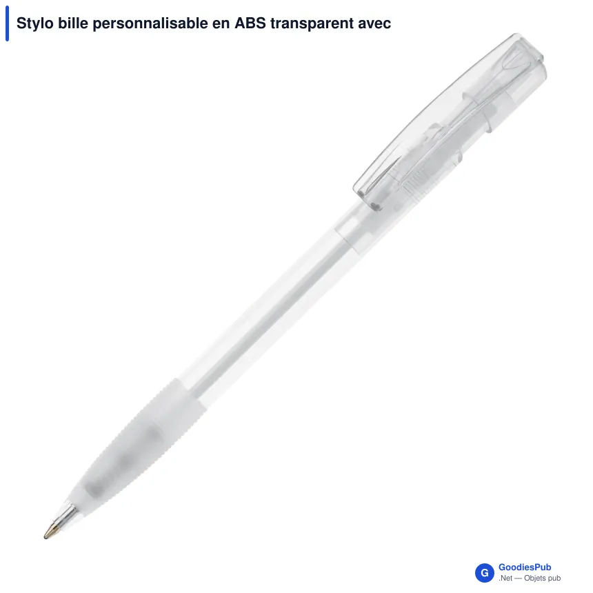 Stylo bille personnalisable en ABS transparent avec logo - Nash - Image 2