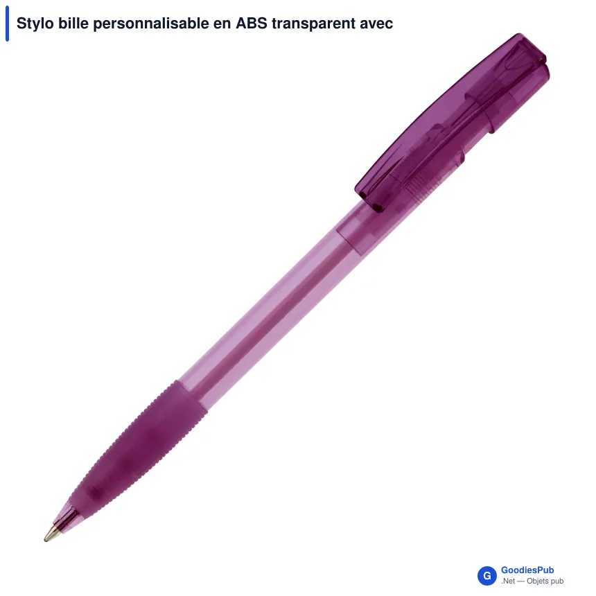 Stylo bille personnalisable en ABS transparent avec logo - Nash - Image 3