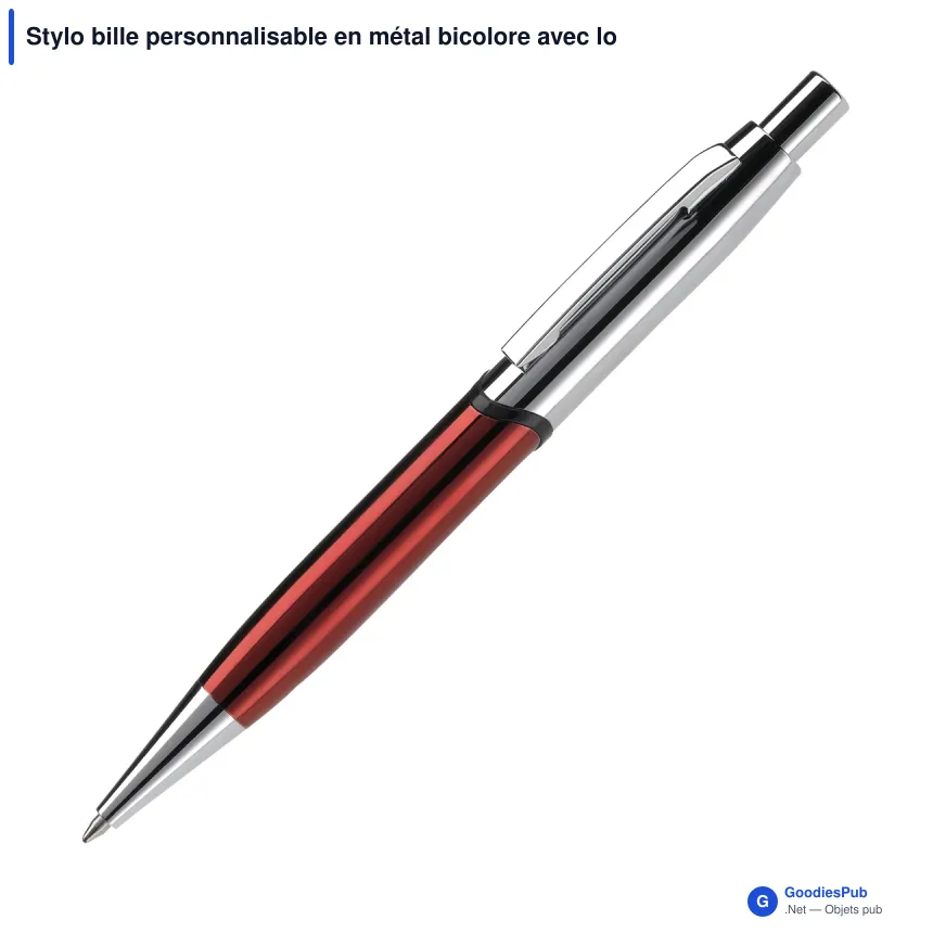 Stylo bille personnalisable en métal bicolore avec logo - Nautilus - Image 2